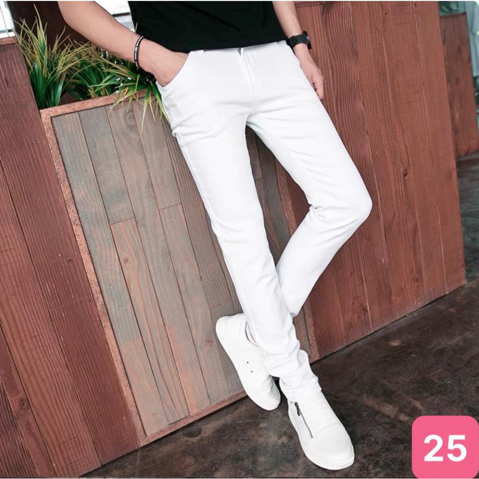 Quần Jean Nam Trắng Trơn không rách gối Chất Bò Cao Cấp co dãn 4 chiều, quần rin nam đẹp 25AD003 Nhiều Mẫu Mới Đẹp