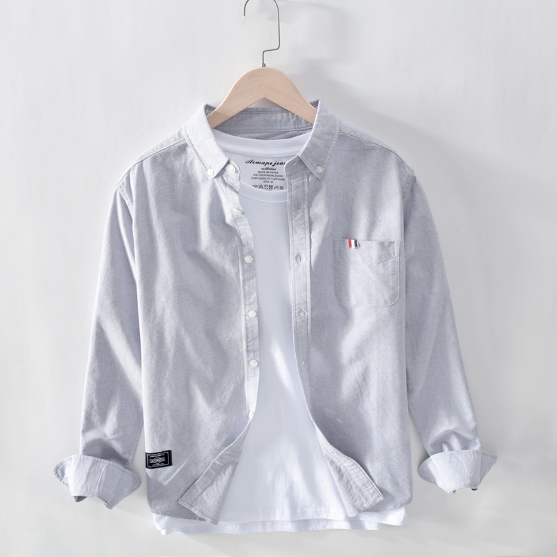 Keep Casual Áo Sơ Mi Tay Dài Vải Oxford Kiểu Nhật Bản Cá Tính Cho Nam