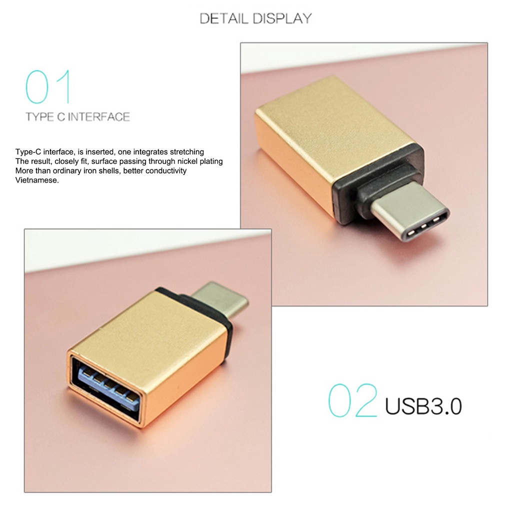 Bộ 2 đầu chuyển đổi OTG USB sang Type-C cho điện thoại thông minh