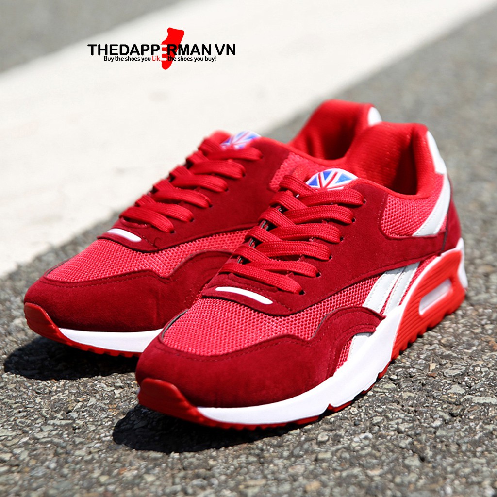 Giày thể thao nam sneaker THEDAPPERMAN TDM861 chất liệu vải kết hợp da lộn, đế cao su ma sát tốt, phù hợp chạy bộ,màu đỏ | BigBuy360 - bigbuy360.vn