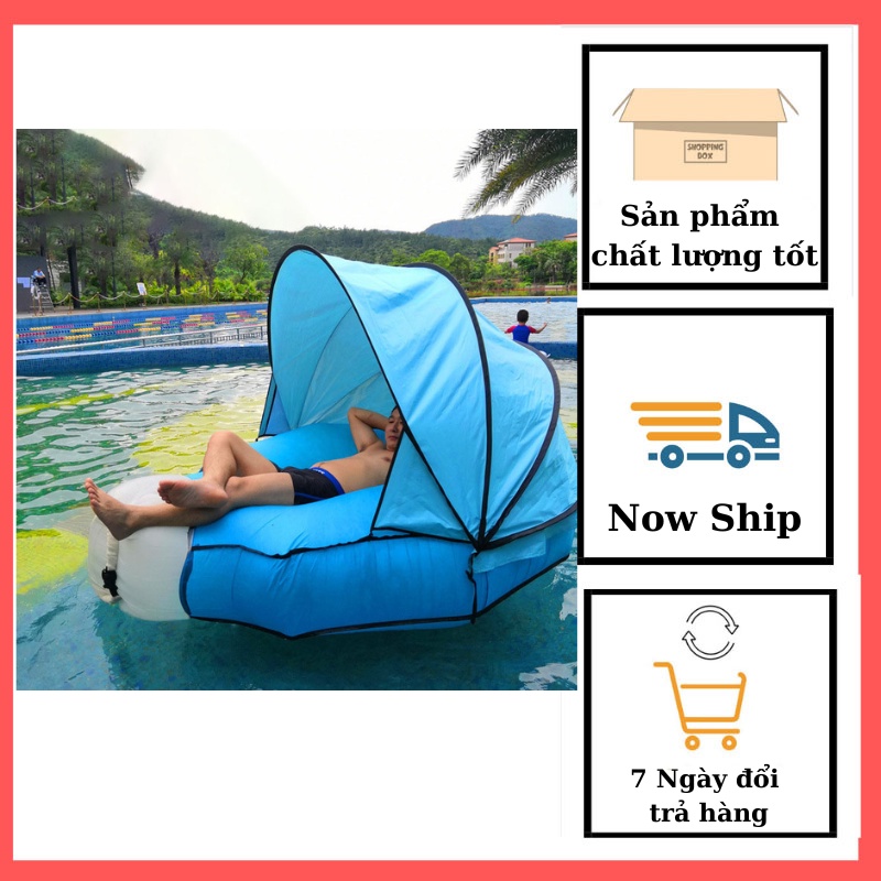 Phao bơi có mái che, nệm dã ngoại chất lượng tốt, giường phao bơm hơi tốt, đẹp, bền