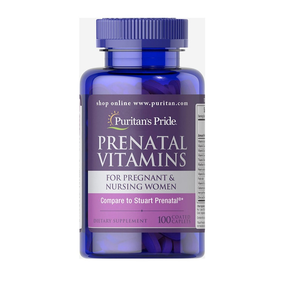 Dinh dưỡng cho phụ nữ mang thai và sau sinh 1 viên/ngày Puritans Vitamin tổng hợp Prenatal Vitamins 100 viên