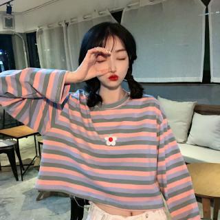 áo thun nữ áo thun dài tay áo from rộng thân ngắn phong cách hàn quốc