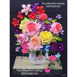 Tranh thêu ruy băng 60x50cm