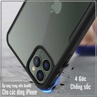 Ốp lưng XUNDD iPhone 11 Pro Max mặt lưng trong suốt, viền cao su Chống sốc - Đen, Đỏ