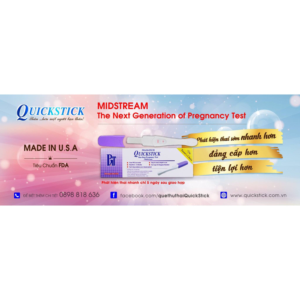 Que thử thai Quickstick MidStream - Dòng sản phẩm thử thai cao cấp từ Mỹ [quicktick]