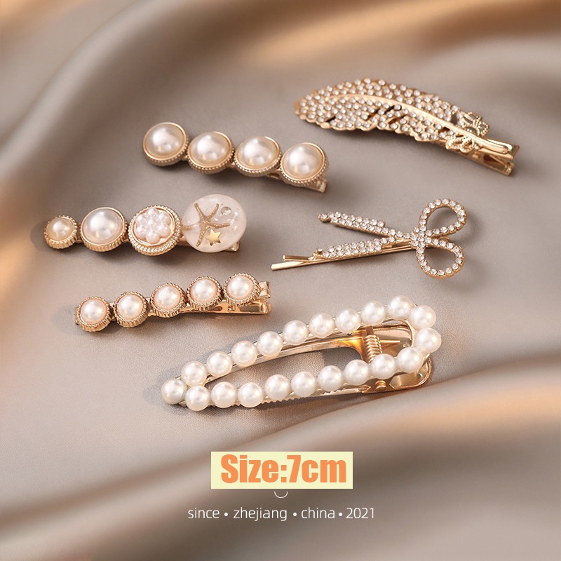 Set 6 Kẹp Tóc Đính Ngọc Trai Nhân Tạo Thời Trang