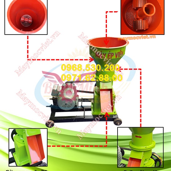 Máy ép cám viên trục đứng cho gia súc gia cầm giá rẻ