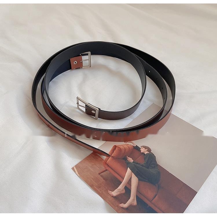 Thắt Lưng Da Mềm Khóa Vuông Đơn Giản Phong Cách retro Thời Trang Cho Nữ