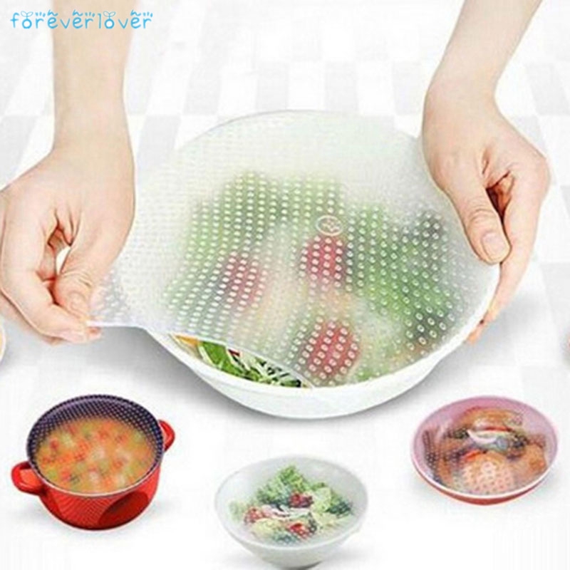Set 4 Miếng Silicon Đậy Tô Chén Bảo Quản Thực Phẩm Đa Năng