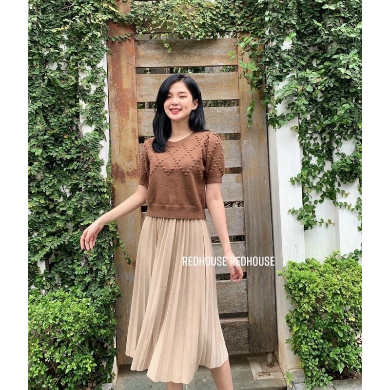 Chân váy xếp ly to Hàn Quốc dài qua gối sang chảnh | BigBuy360 - bigbuy360.vn