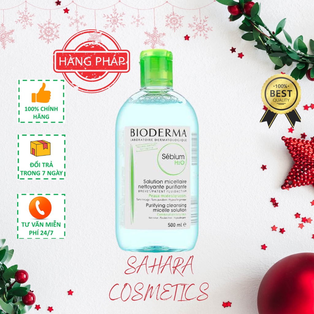 Dung dịch làm sạch và tẩy trang công nghệ Micellar Bioderma Sebium H2O 100 - 500ml dành cho da hỗ hợp đến da dầu