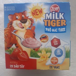 Thùng phô mai tươi Milk Tiger 50g 6 lốc 24 hủ  50g