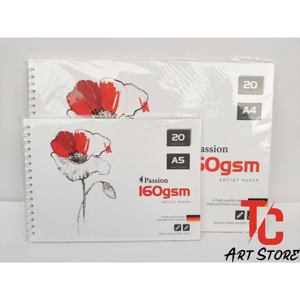 Sổ vẽ PASSION định lượng 120gsm, 160gsm, 200gsm, Mix Media, Bristol – Giấy nhập khẩu từ Đức