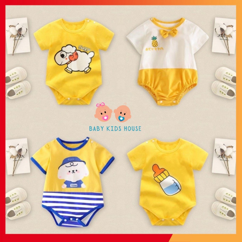Bodysuit cho Bé Trai Bé Gái mẫu Body Chip Hè Sơ Sinh vải 100% Cotton Mềm Mịn kiểu dáng dễ thương từ 3-12kg