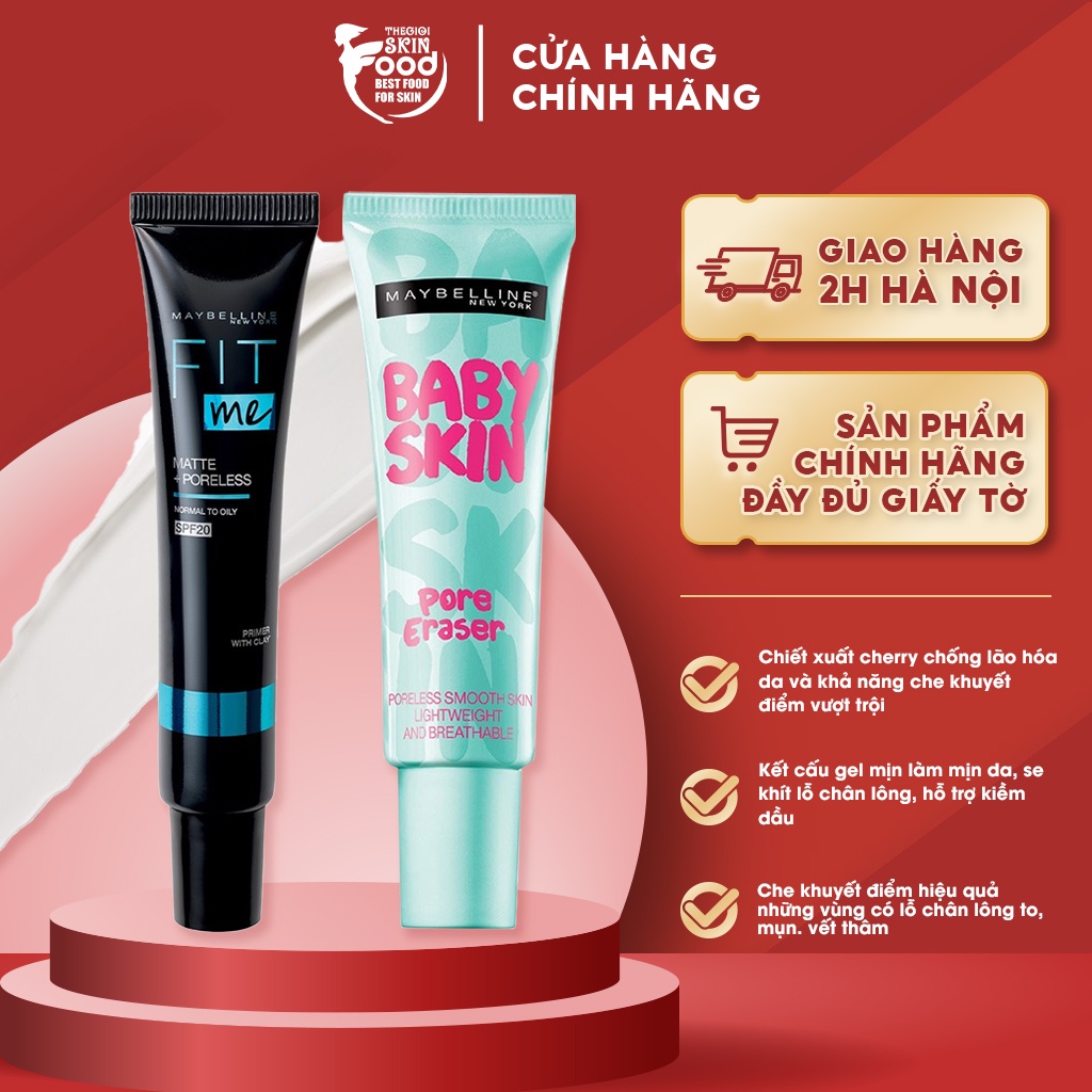 Kem Lót Kiềm Dầu Làm Mịn Da, Lâu Trôi, Ngăn Xuống Tông Maybelline Fit Me Matte + Poreless 16H Mattifying Primer 30ml