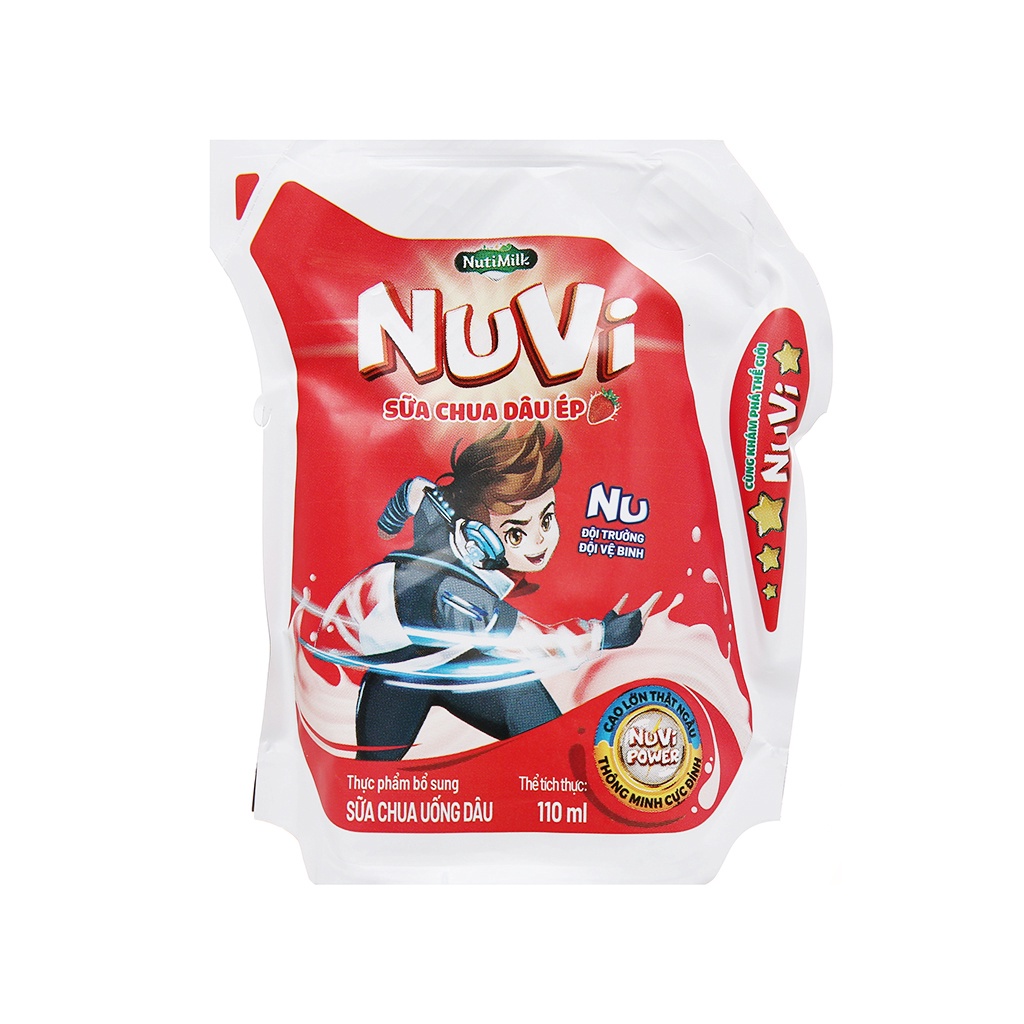 10 Bịch sữa chua uống  Nuvi 110ml - Vị Ngẫu Nhiên