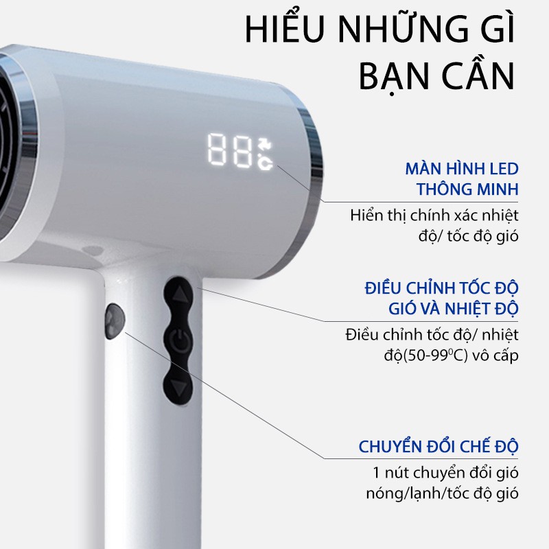 Máy Sấy Tóc HOT Dưỡng Ẩm, Chăm Sóc Tóc Và Da Đầu Công Nghệ ION Âm Mới Nhất, Nhỏ Gọn Mini Công Suất 1800W BH [6 Th]