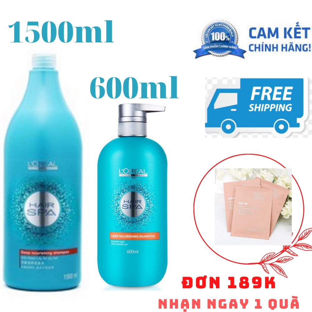 Dầu gội siêu mềm mượt Loreal Professionnel Hair Spa Deep Nourishing shampoo for dry with water lily 600ml 1500ml