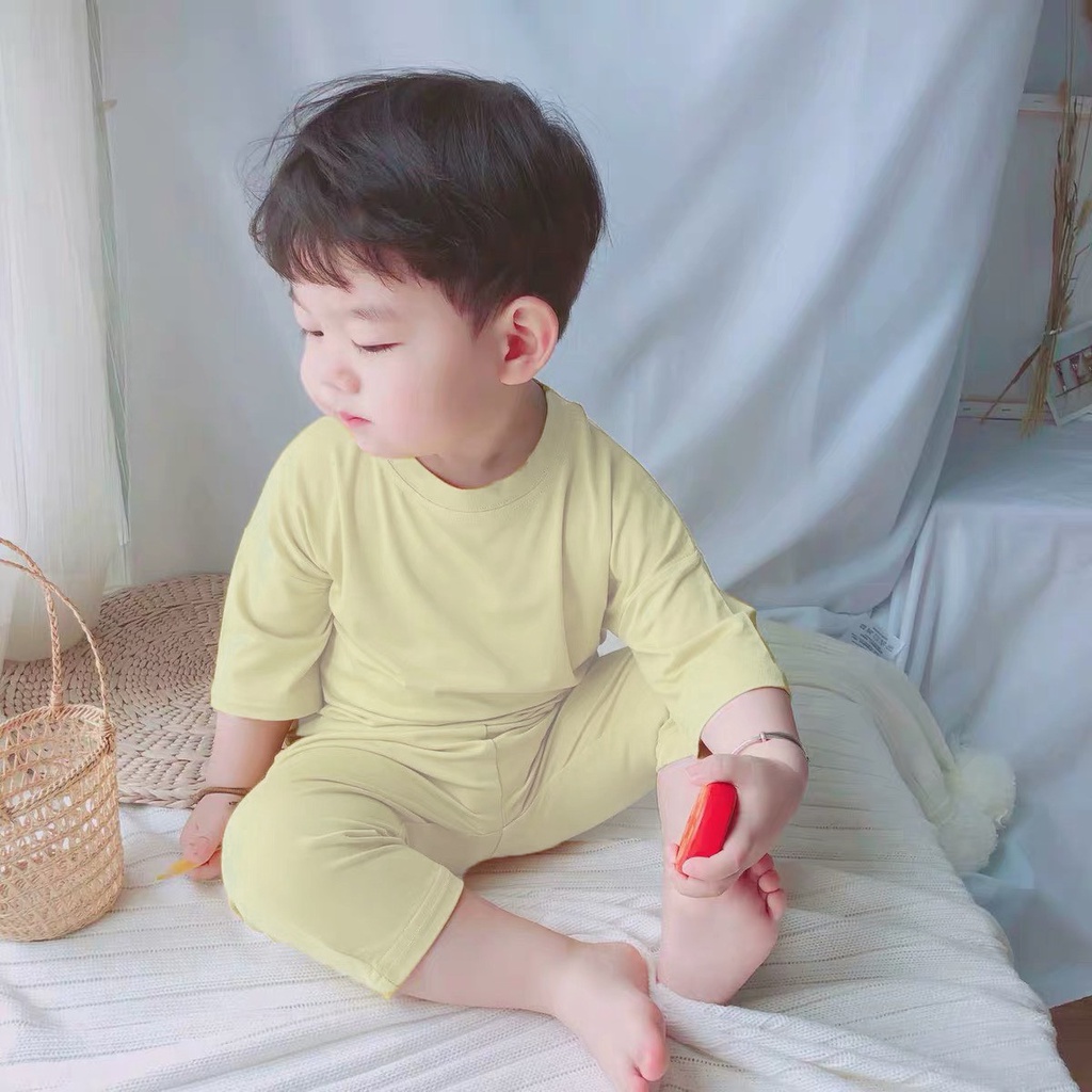 Đồ bộ quần áo dài tay cho bé chất thun lạnh chạy viền AM758