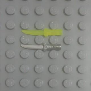  Minifigure, Weapon Knife with Flat Hilt End and Curved Blade, Cross Hatched Grip