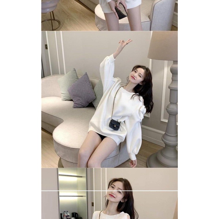 Áo Hoodie Cổ Tròn Dáng Rộng In Hình Bướm Thời Trang Xuân Thu Cho Nữ