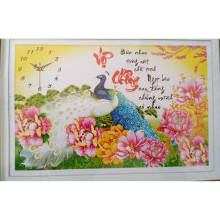 Tranh thêu 3d đồng hồ vợ chồng x8099