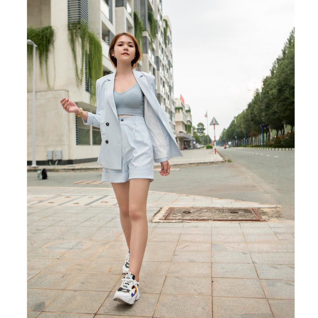 Set Áo Vest Blazer Nữ - Form Slimfit- Mix Short Ống Rộng - 5 size Từ S-3Xl - HAPPY WEAR(Chuẩn Hàng May Đo ) | BigBuy360 - bigbuy360.vn