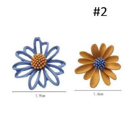 Bông tai khuyên nụ hoa cúc nhiều màu phong cách Hàn Quốc