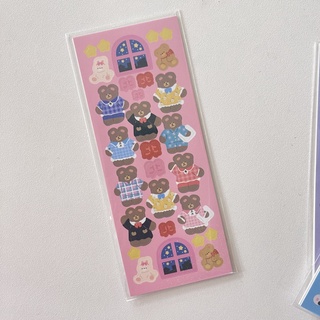 Cute glittering bear sticker chasing star decoration material