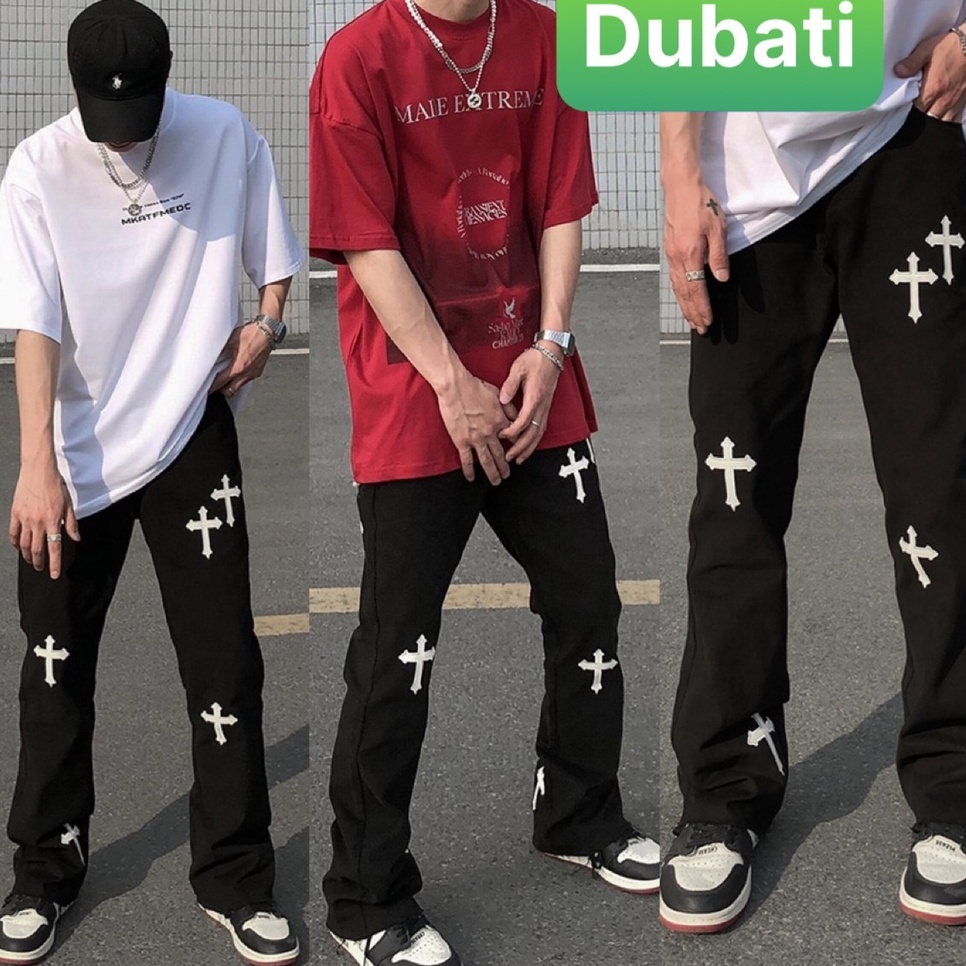 QUẦN BAGGY JEAN NAM CHẤT BÒ ĐEN THÊU THẬP GIÁ KIỂU HÀN QUỐC SEOUL BD-1285 PHONG CÁCH SÀNH ĐIỆU - DUBATI FASHION