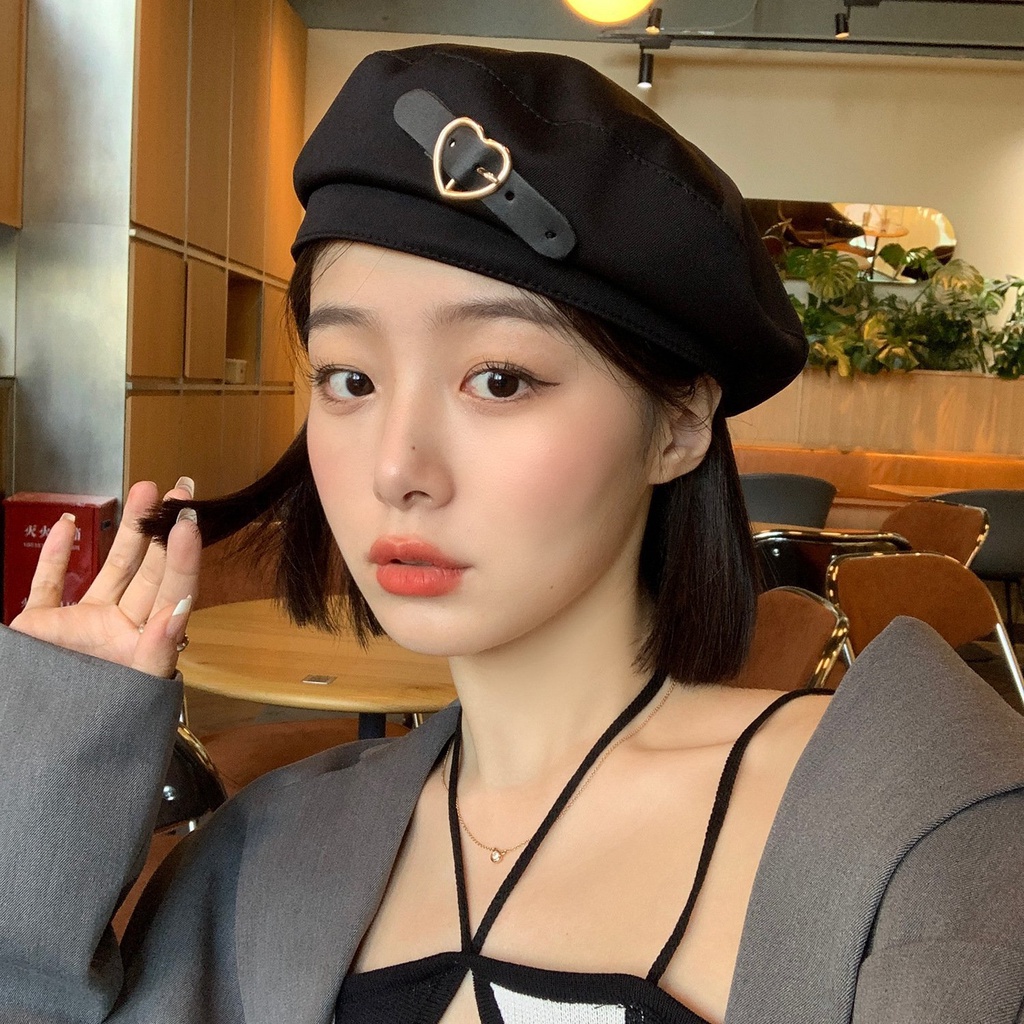 Mũ Beret nữ thời trang phong cách trẻ trung Hàn Quốc họa tiết trái tim xinh xắn - M41