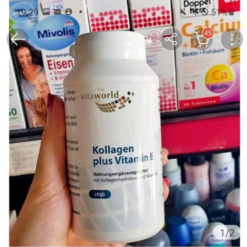 Kollagen plus Vitamin E hàng nội địa Đức. Date 2023