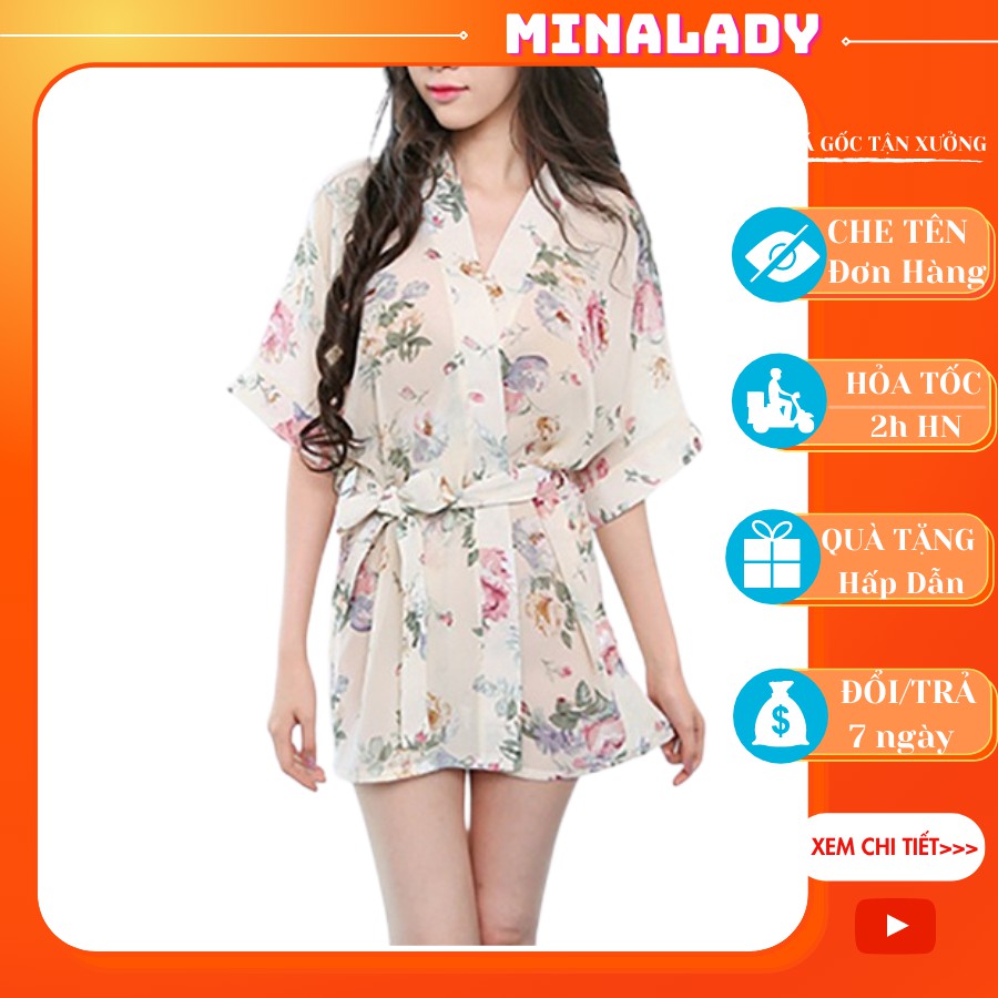 Đầm Ngủ Gợi Cảm |Váy Ngủ Sexy | Áo Choàng Ngủ |Kimono Chiffon Voan Hoa Mềm Mại Free Size Dưới 60Kg