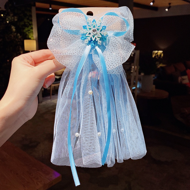 Kẹp Tóc Nơ Bằng Lưới Organza In Họa Tiết Dễ Thương Thời Trang Dành Cho Bé Gái