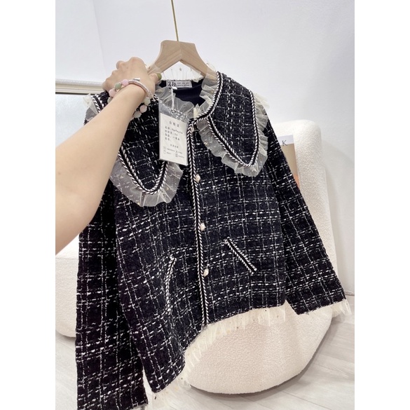 [ 𝐅𝐑𝐄𝐄 𝐒𝐇𝐈𝐏 ]  ÁO DẠ CARO VIỀN BÈO CÚC NGỌC CỔ PITER