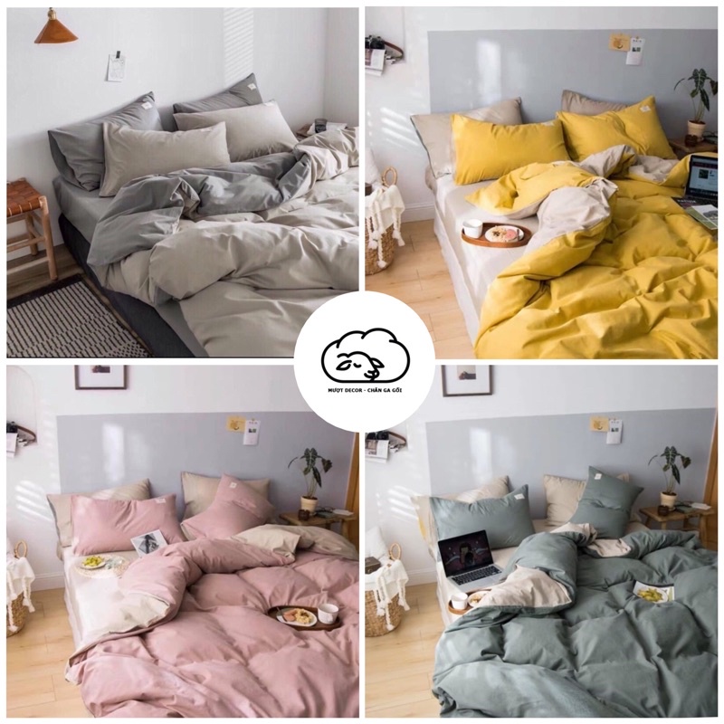 Bộ Chăn Ga Gối ❤️ cotton đũi hè cotton tici đủ size đệm dùng được hai mặt miễn phí bo chun Mượt Decor cao cấp chính hãng