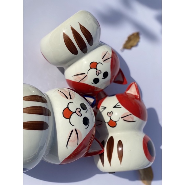 Con giống tiết kiệm hình chú mèo máy dễ thương, mèo Neko gốm Bát Tràng