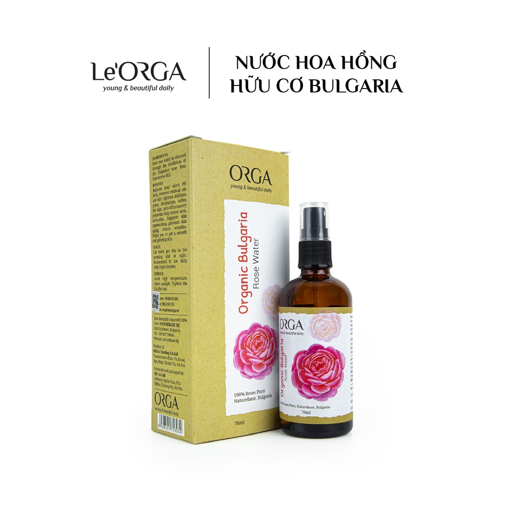 Nước Hoa Hồng Le'Orga - Toner Organic Bulgaria Cân Bằng Da Se Khít Lỗ Chân Lông 70ml