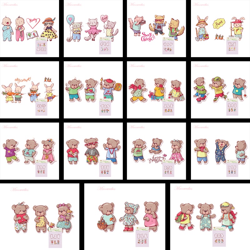 Khuôn Silicone Hình Gấu + Khuôn Cắt Giấy Kim Loại Trang Trí Scrapbook