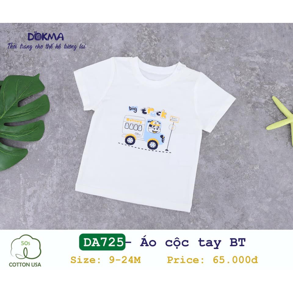 DA725 Áo cộc tay bé trai Dokma cài vai in hình (9-24M)