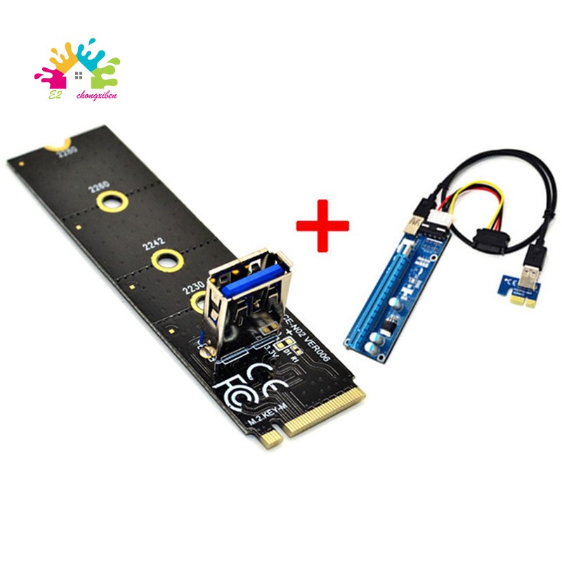 Card Đồ Họa Mở Rộng M.2 Sang Pci-E X16 Ngff + Pcie 1x Sang 16x Lớn 4pin Cho Btc Mini