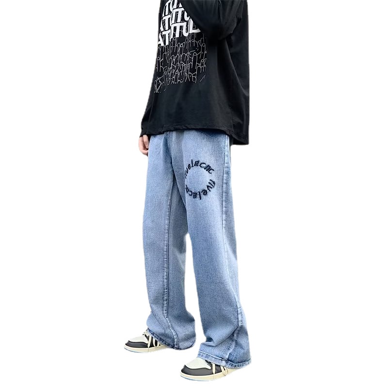 Quần Jean Dài Oversize Thêu Họa Tiết Phong Cách Hip Hop Nhật Bản Thời Trang Cho Nam Size S-3XL