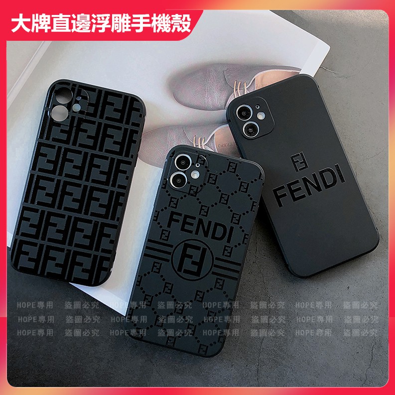 Ốp Điện Thoại Fendi Dập Nổi Màu Trơn Cho iPhone 13 11 12 Pro Max xr i7 8p