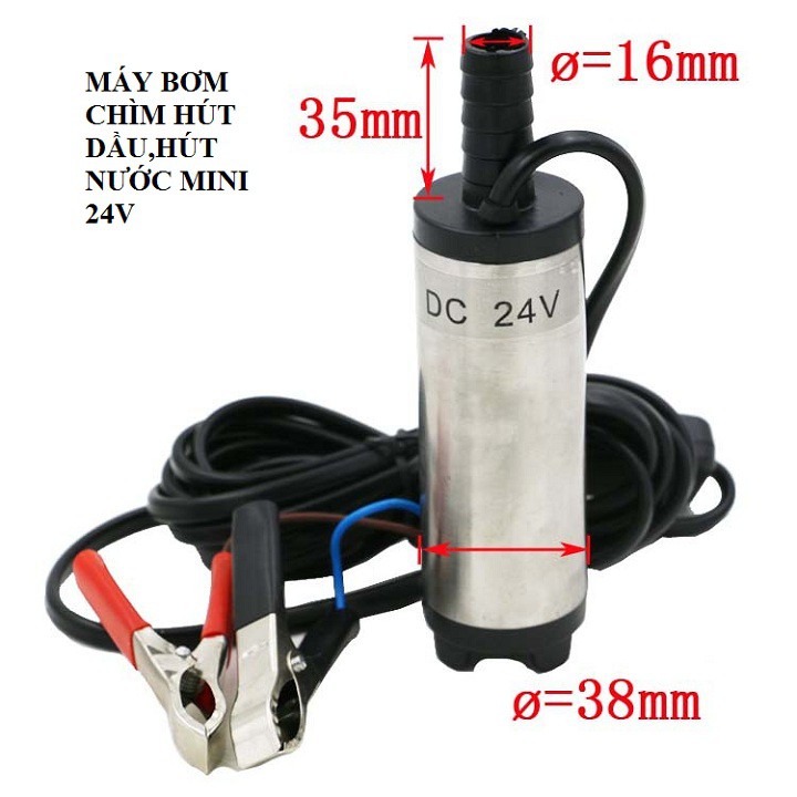 máy bơm chìm mini 24V - bơm chìm hút xăng dầu 24V đường kính 3,8mm