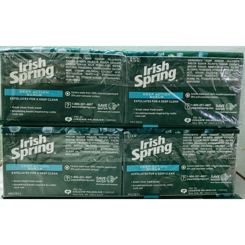 XÀ PHÒNG CỤC IRISH SPRING BAR SOAP ALOE/ MOISTURE BLAST/ DEEP ACTION SCRUB/ ORIGINAL CLEAN 4OZ