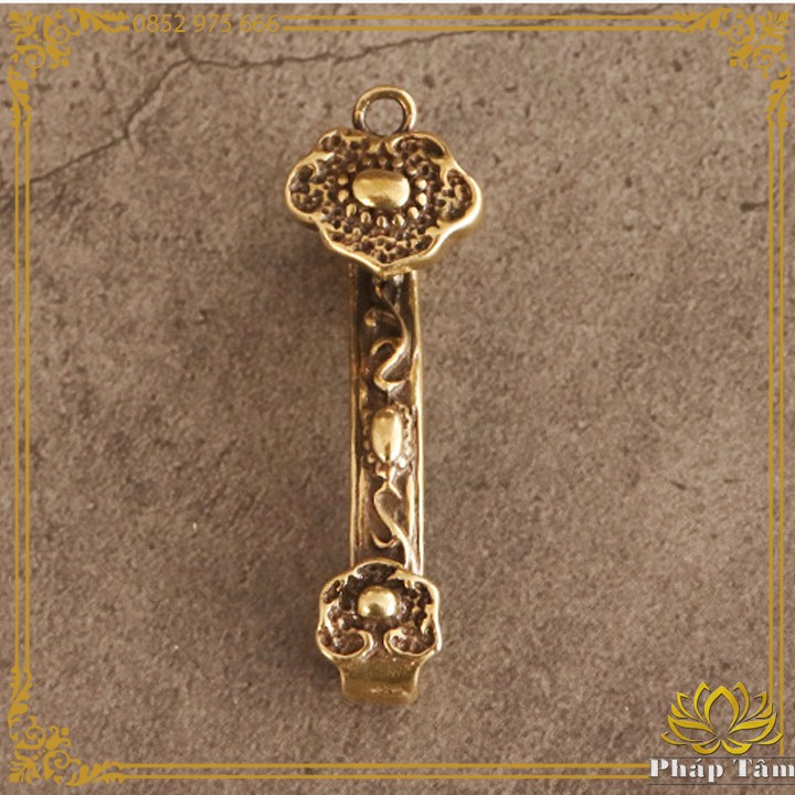 Móc Khóa Gậy Như Ý Tài Lộc Đồng Nguyên Khối - Tâm Phong Thủy