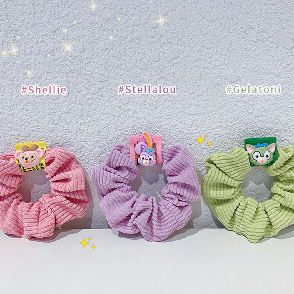 Dây buộc tóc in họa tiết hoạt hình dễ thương kích thước lớn hợp thời trang cho nữ