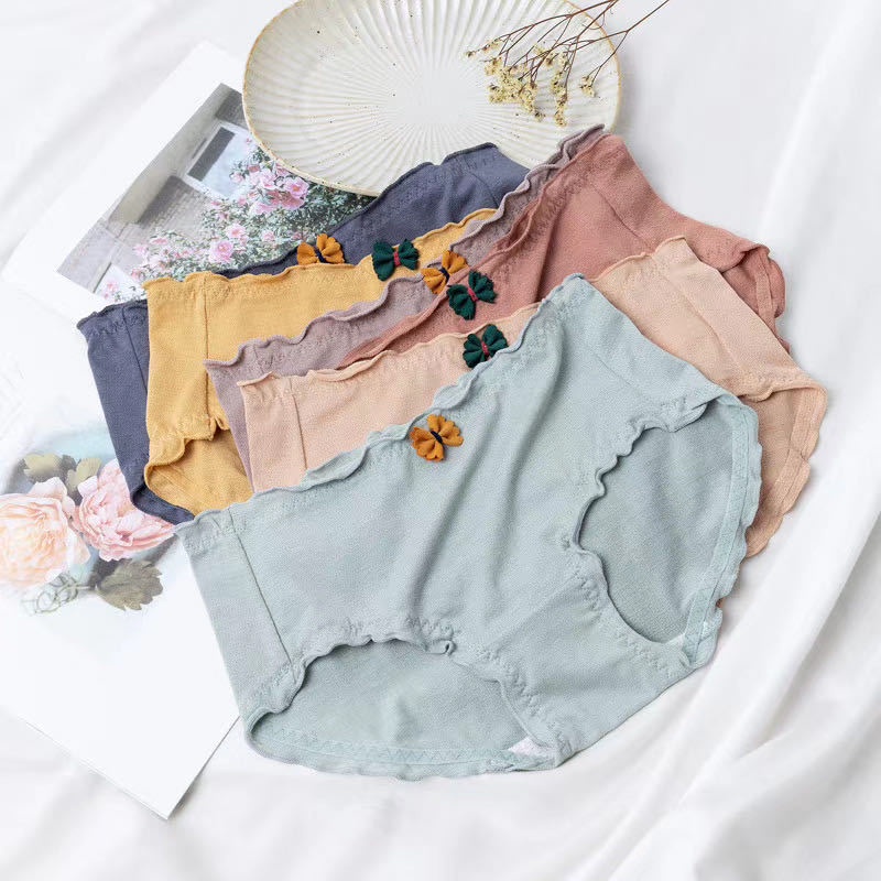 Quần lot nữ cotton xuất Nhật KIMCHIBIKINI quần chip nữ bông nơ thông hơi vải mềm loại đẹp QL174