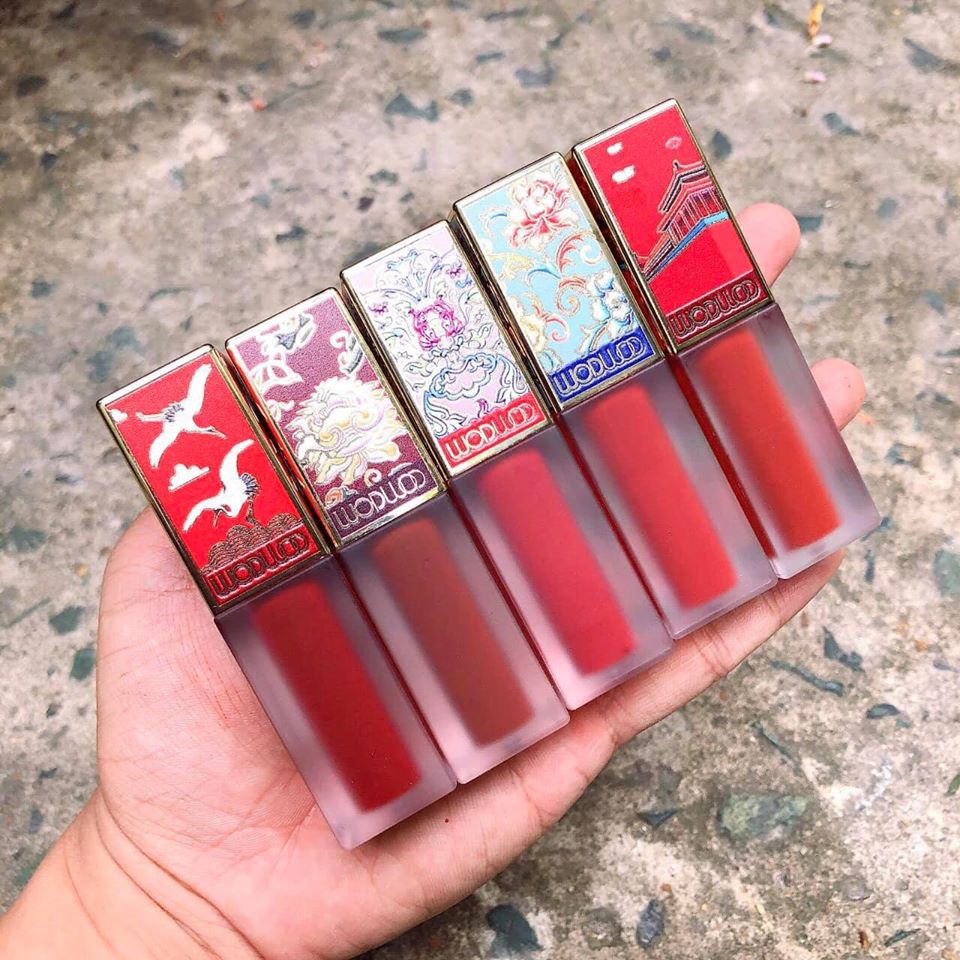 Set 5 thỏi son kem Hoàng Cung WODWOD Dan Lip Jade Face Water Mist Lip Glaze - nội địa Trung